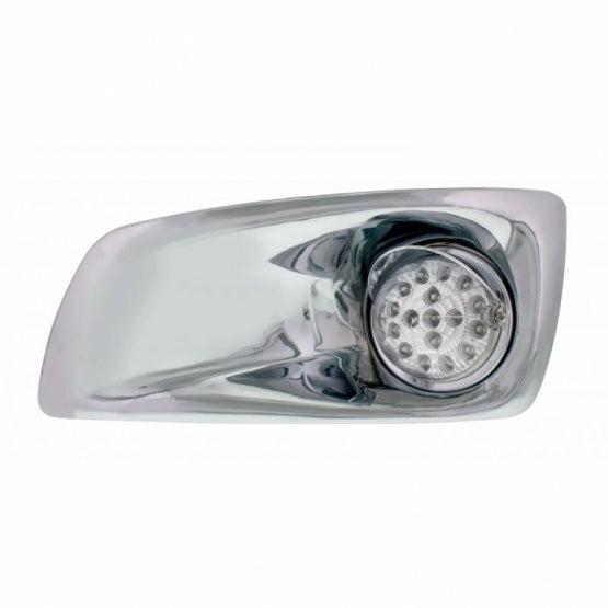Fog Light Cover With Amber LED Hi/Lo Clear Style Reflector Light &amp; Visor For 2007-17 KW T660 - Driver - Clear Lens