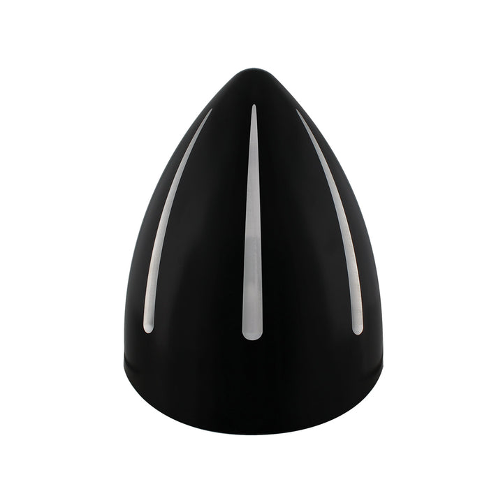 Black "Billet" Style Groove Headlight With Visor 9007 Bulb With Amber LED Halo Rim