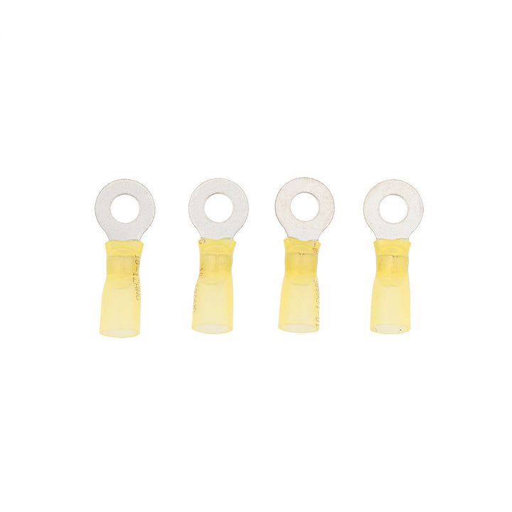 12-10 AWG 1/4" Stud CS Heat Shrink Ring Terminal - Yellow (4-Pack)