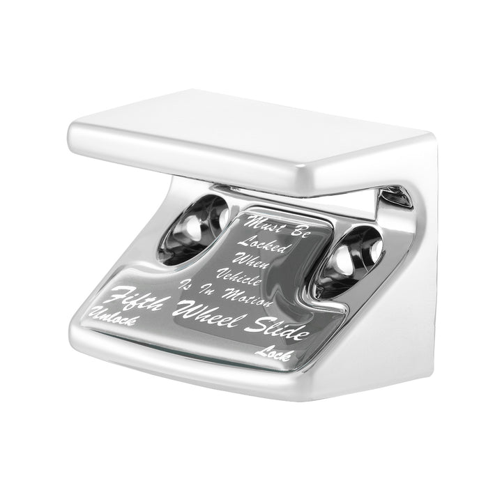 Chrome Plastic Fifth Wheel Switch Guard With Glossy Sticker For 1990-2010 Freightliner Classic - Silver Sticker