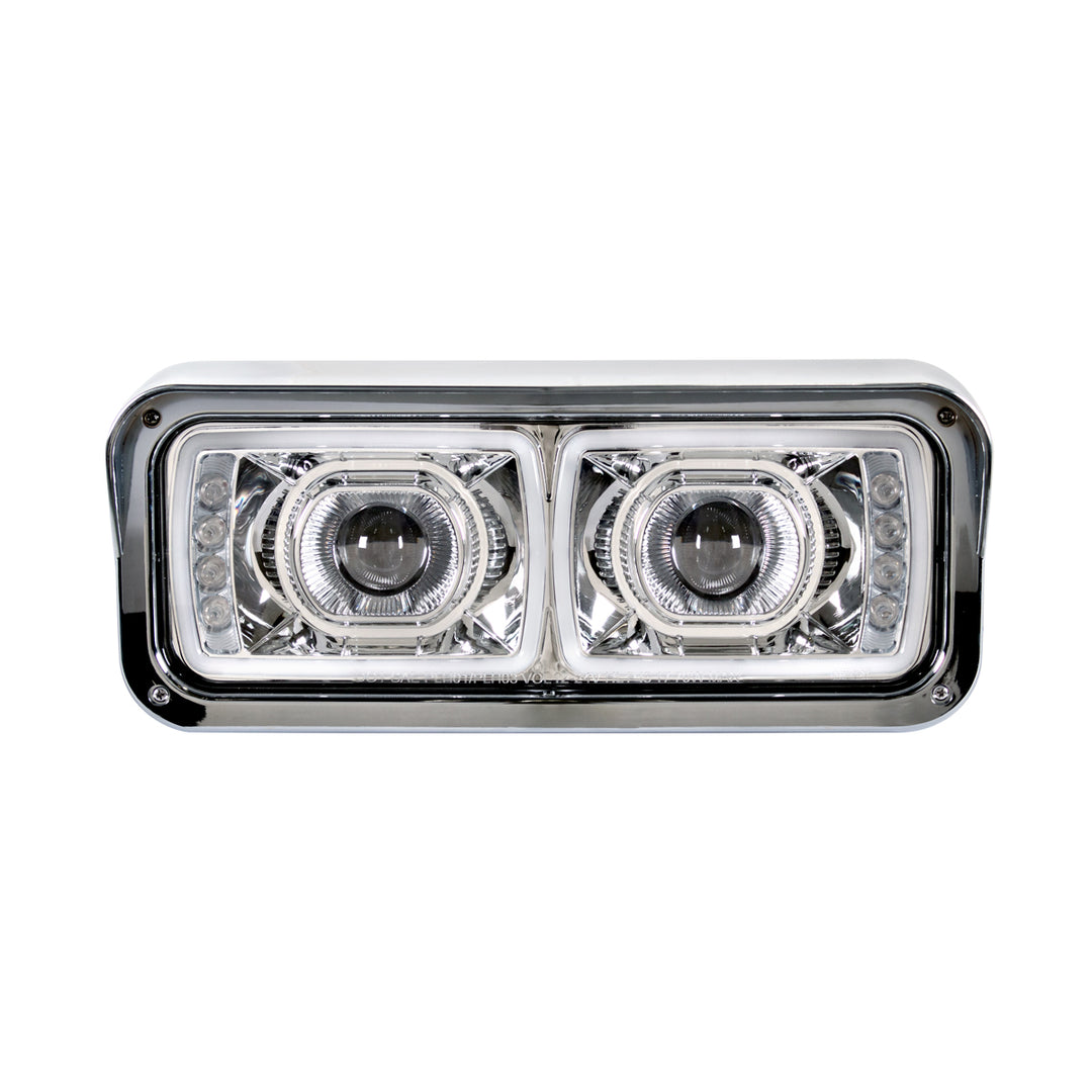 High Power LED "Chrome" Projection Headlight With LED Turn Signal &amp; Position Light Bar - Passenger
