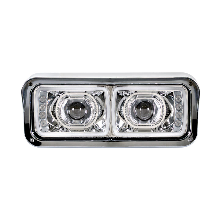 High Power LED "Chrome" Projection Headlight With LED Turn Signal &amp; Position Light Bar - Passenger