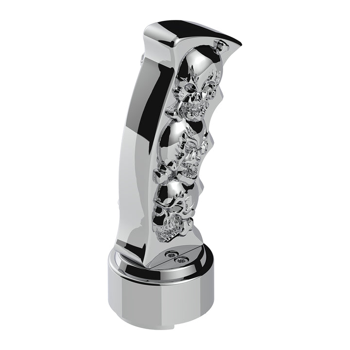 Thread-On Skulls Pistol Grip Gearshift Knob With 13/15/18 Speed Adapter - Chrome