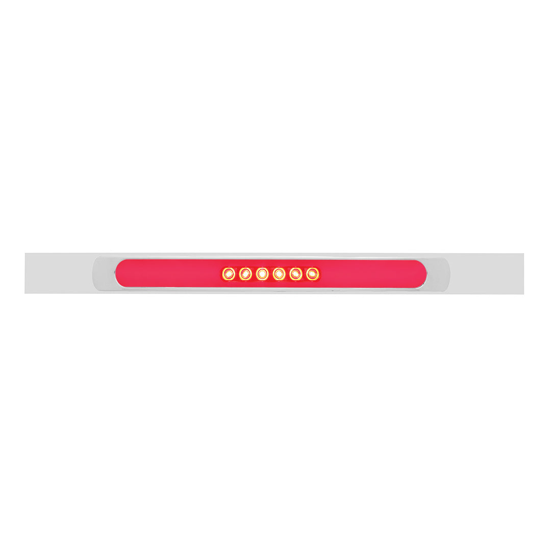 Chrome Top Mud Flap Plate With 28 LED 17" GloLight Bar &amp; Bezel - Red LED/Clear Lens (Each)