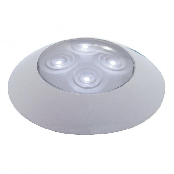 4 LED 1-3/4" Dome Light 3" Round Bezel - White LED/Clear Lens