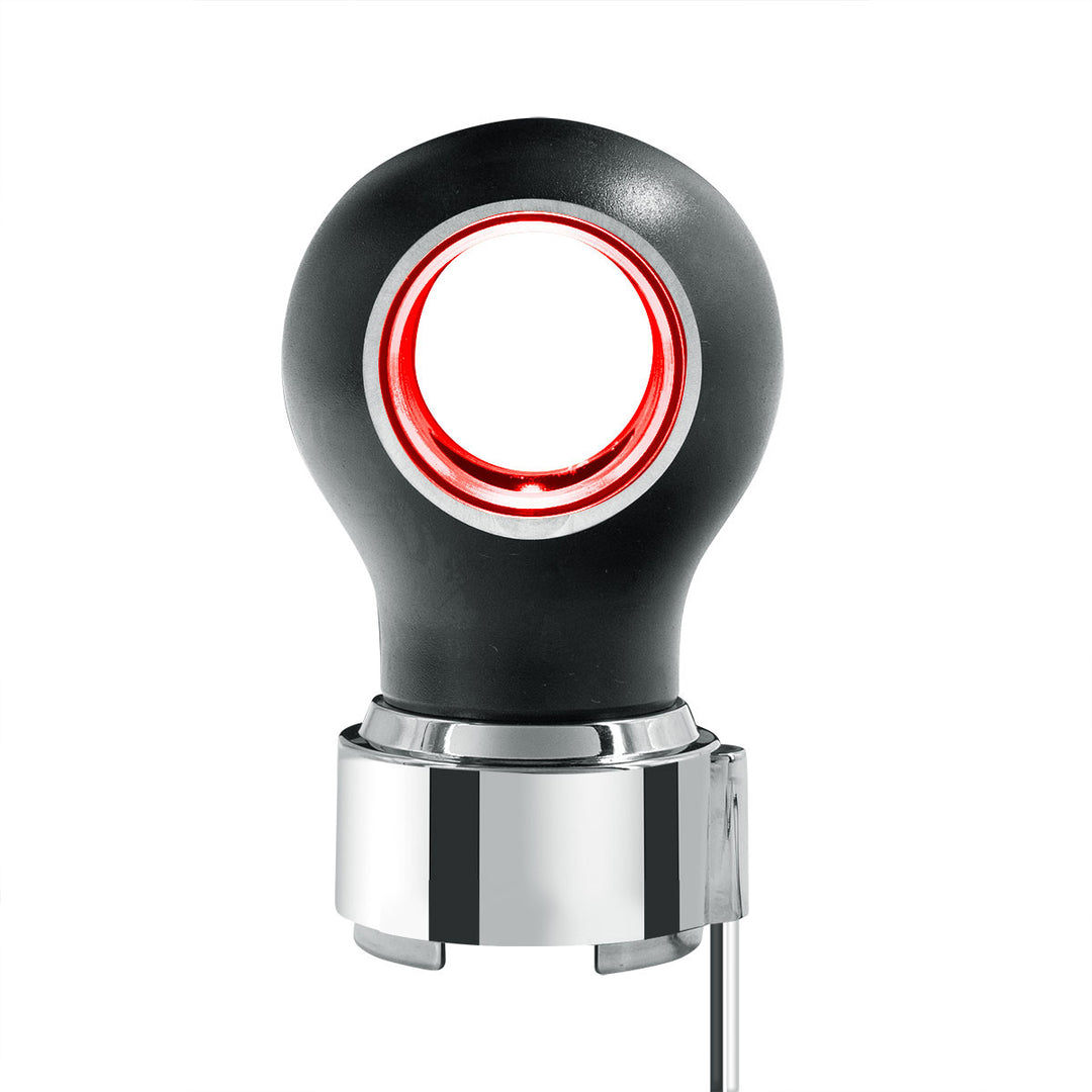 Thread-On Matte Black Charlotte Style Gearshift Knob With LED 9/10 Speed Adapter - Red LED