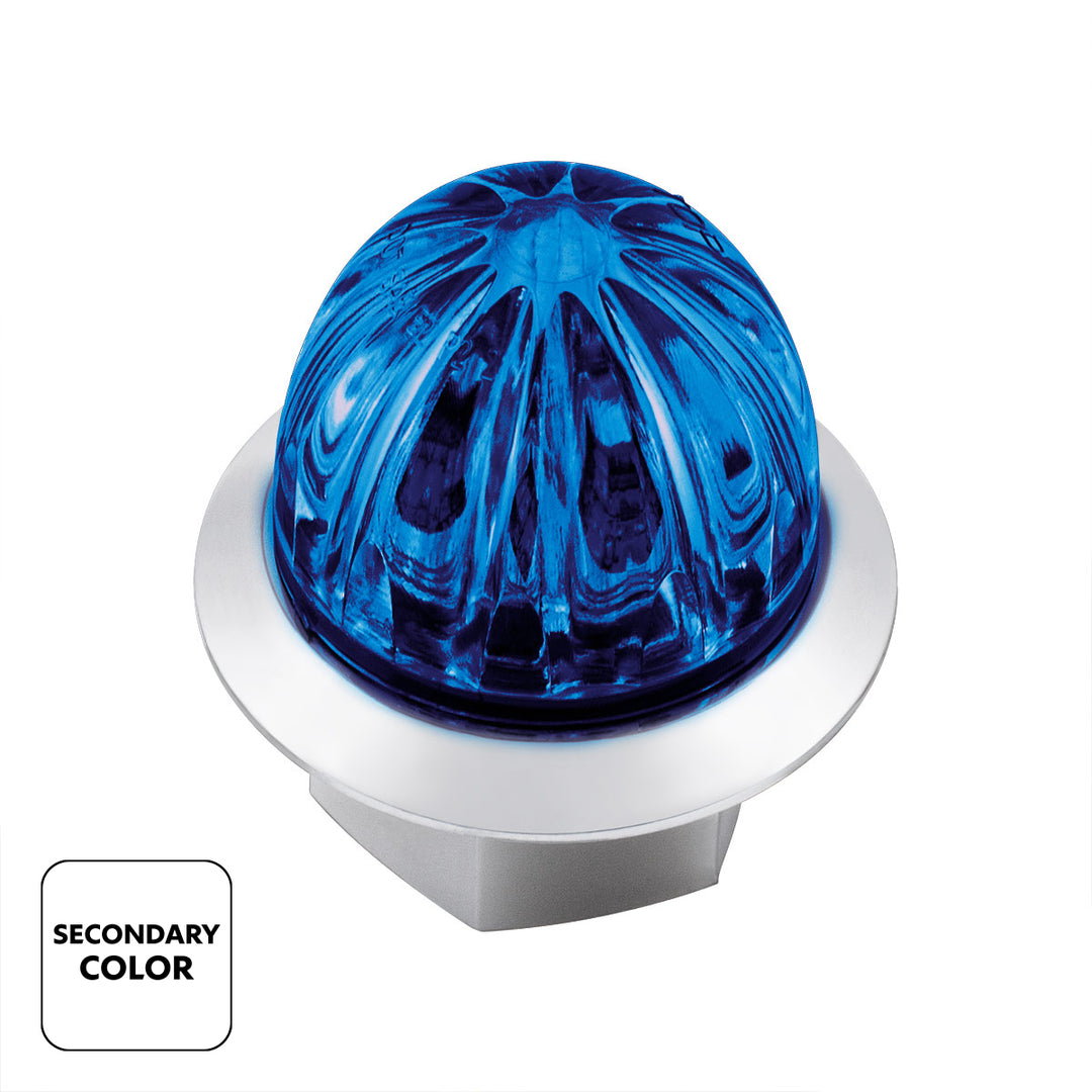 4 LED 1-1/8" Watermelon Double Fury Light With Clear Lens (Clearance/Marker) - Red &amp; Blue LED