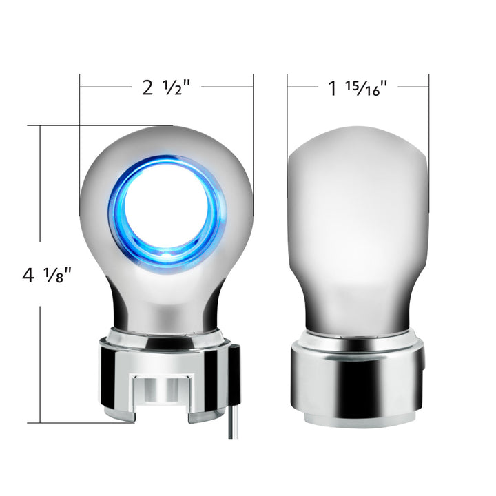 Thread-On Chrome Charlotte Style Gearshift Knob With LED 13/15/18 Speed Adapter - Blue LED