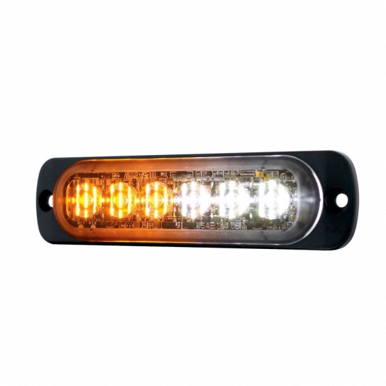 6 High Power LED Super Thin Directional Warning Light - Amber &amp; White LED (Bulk)