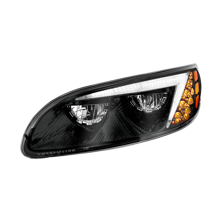 Black LED Headlight For Peterbilt 386 (2005-2015) &amp; 387 (1999-2010) - Driver