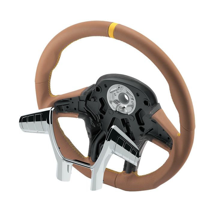 18" YourGrip GT PRO Leather Steering Wheel For 2012-2021 Peterbilt 579 &amp; 2013-2021 Kenworth T680 - Brown