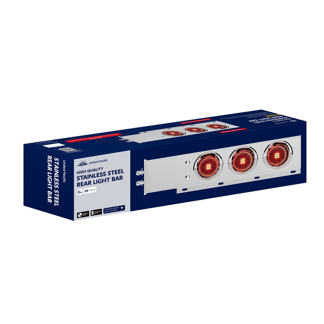 2" Bolt Pattern Stainless Steel Spring Loaded Bar With 6 x 4" 13 LED Abyss Lights &amp; Visors - Red LED/Clear Lens (Pair)