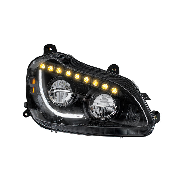 High Power 45 LED Blackout Headlight With Sequential Turn Signal For 2013-2021 Kenworth T680 - Passenger