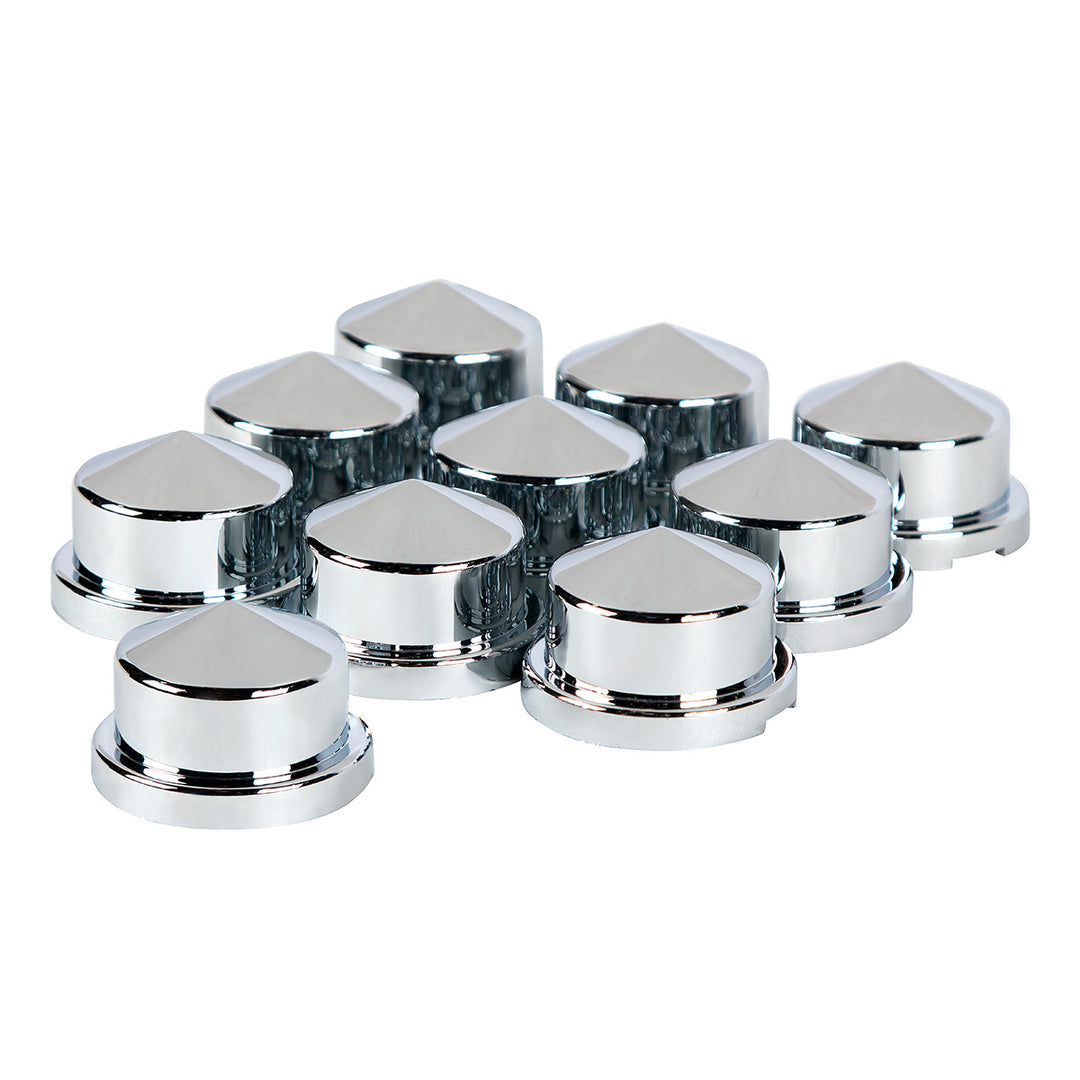 3/4" x 7/8" Chrome Plastic Pointed Nut Covers - Push-On (Color Box of 10)