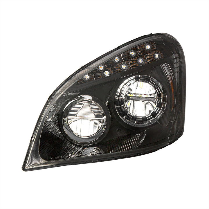 Black LED Headlight For 2008-2017 Freightliner Cascadia - Driver