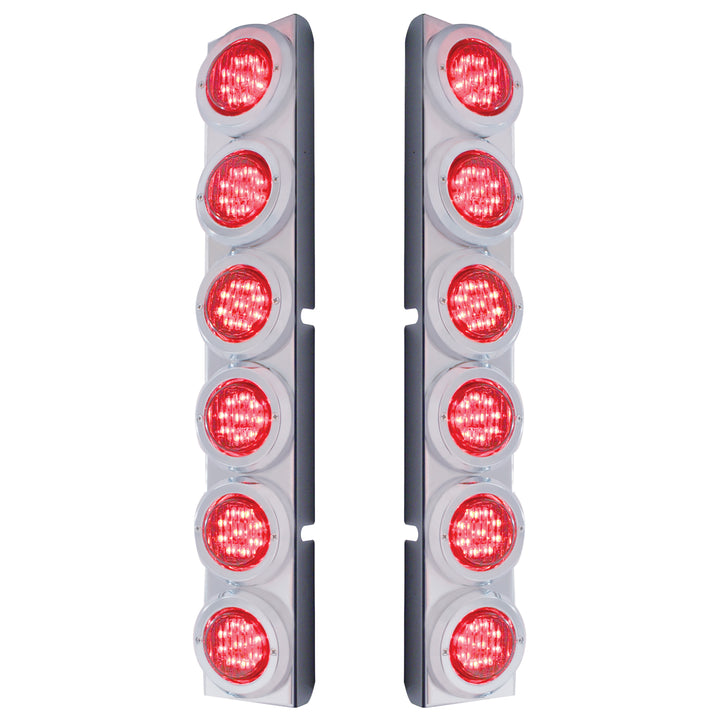 Rear Air Cleaner Bracket With 12 Flat LED Lights &amp; Bezel For Peterbilt - Red LED/Red Lens