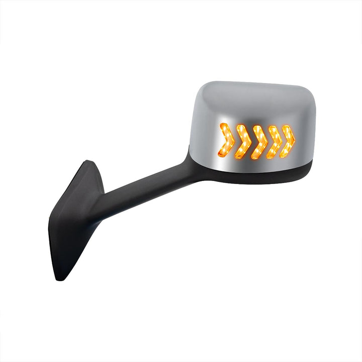 Chrome Plastic Hood Mirror Assembly With Sequential LED Turn Signals For 2018-2024 International LT - Driver