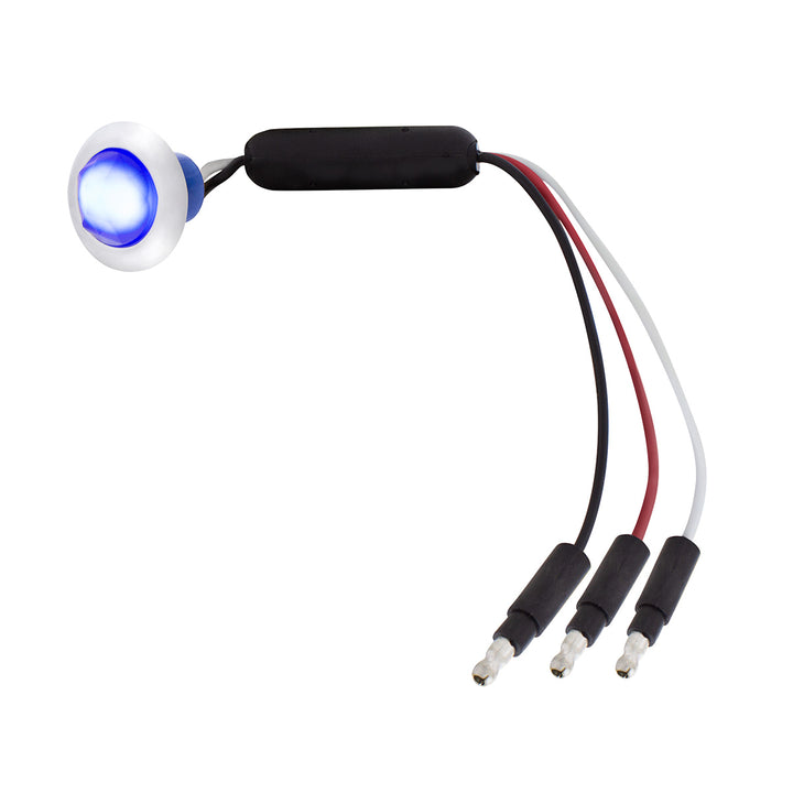 3 LED Dual Function 3/4" Mini Light (Clearance/Marker) With Crystal Lens - Blue LED/Blue Lens