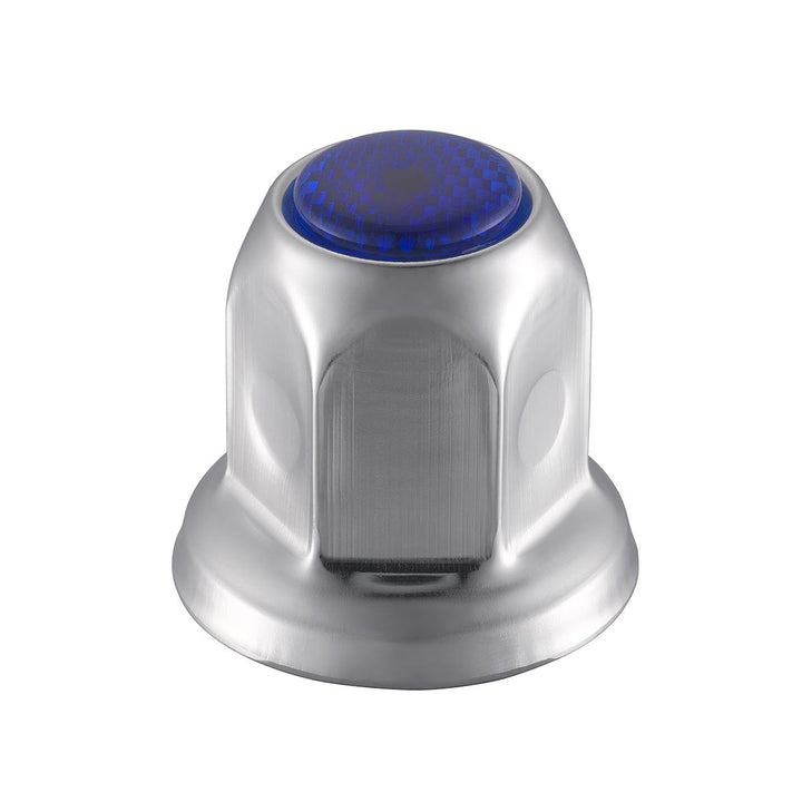 33mm X 2" Chrome Steel Reflector Nut Cover With Flange - Blue (50 Pcs)