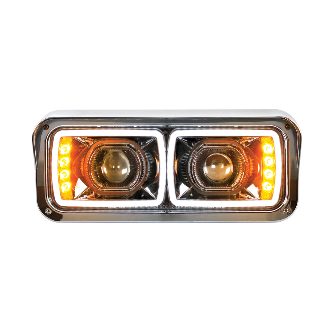 High Power LED "Blackout" Projection Headlight With LED Turn Signal &amp; Position Light Bar - Driver