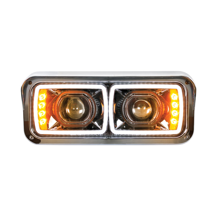 High Power LED "Blackout" Projection Headlight With LED Turn Signal &amp; Position Light Bar - Driver