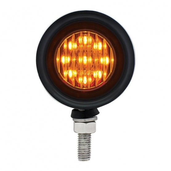 Stainless Steel 2" Double Face Light With 9 LED 2" Lights &amp; Grommets - Amber &amp; Red LED/Amber &amp; Red Lens