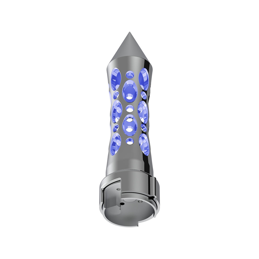Thread-On Daytona Style Spike Gearshift Knob With LED 13/15/18 Speed Adapter - Chrome/Blue LED