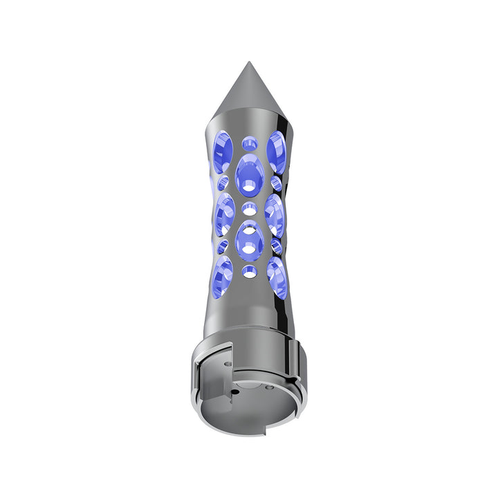 Thread-On Daytona Style Spike Gearshift Knob With LED 13/15/18 Speed Adapter - Chrome/Blue LED