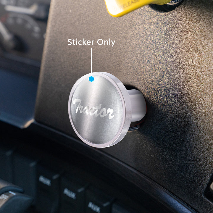 "Tractor" Glossy Air Valve Knob Candy Color Sticker - Liquid Silver