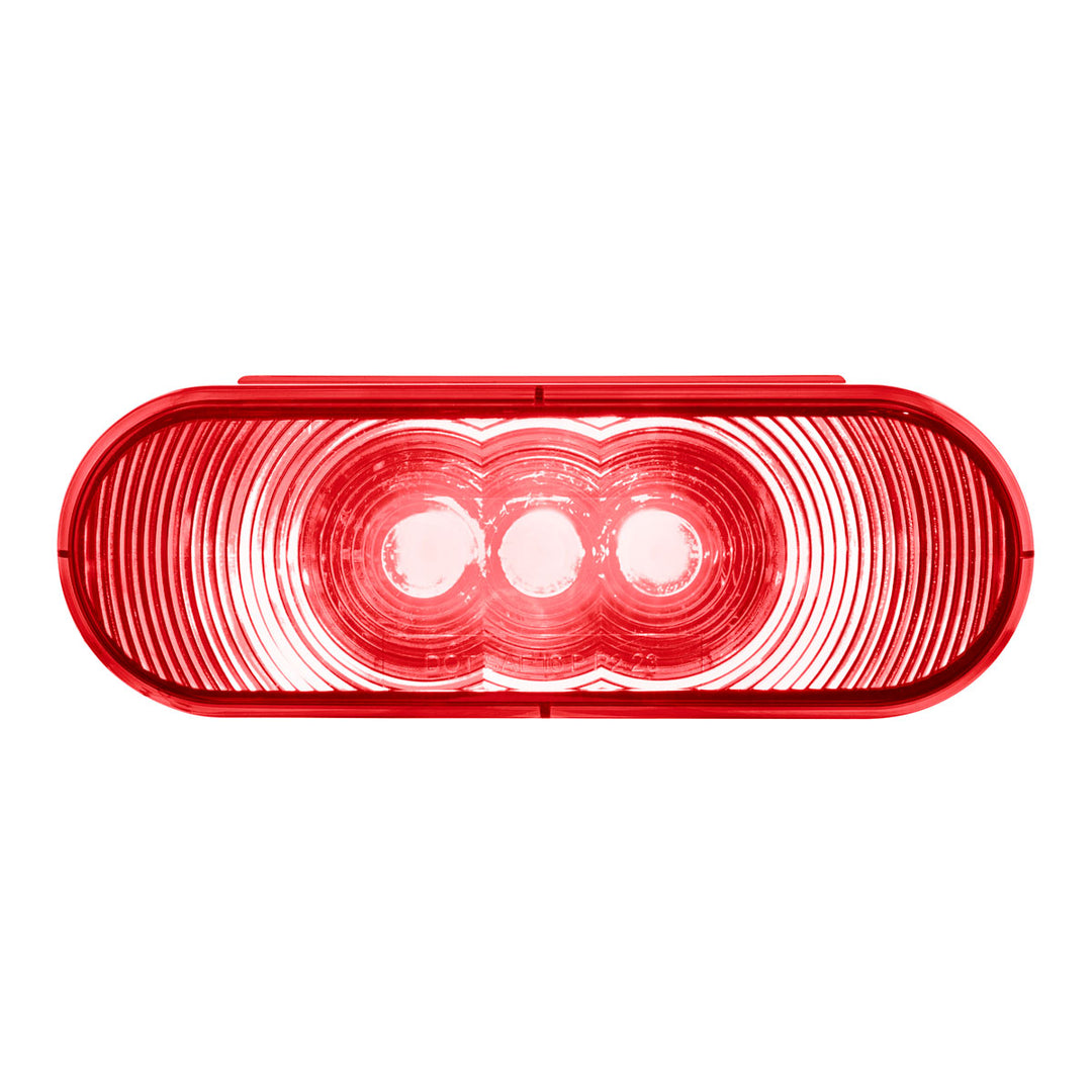 3 LED 6" Oval Light (Stop, Turn, &amp; Tail) - Red LED/Red Lens