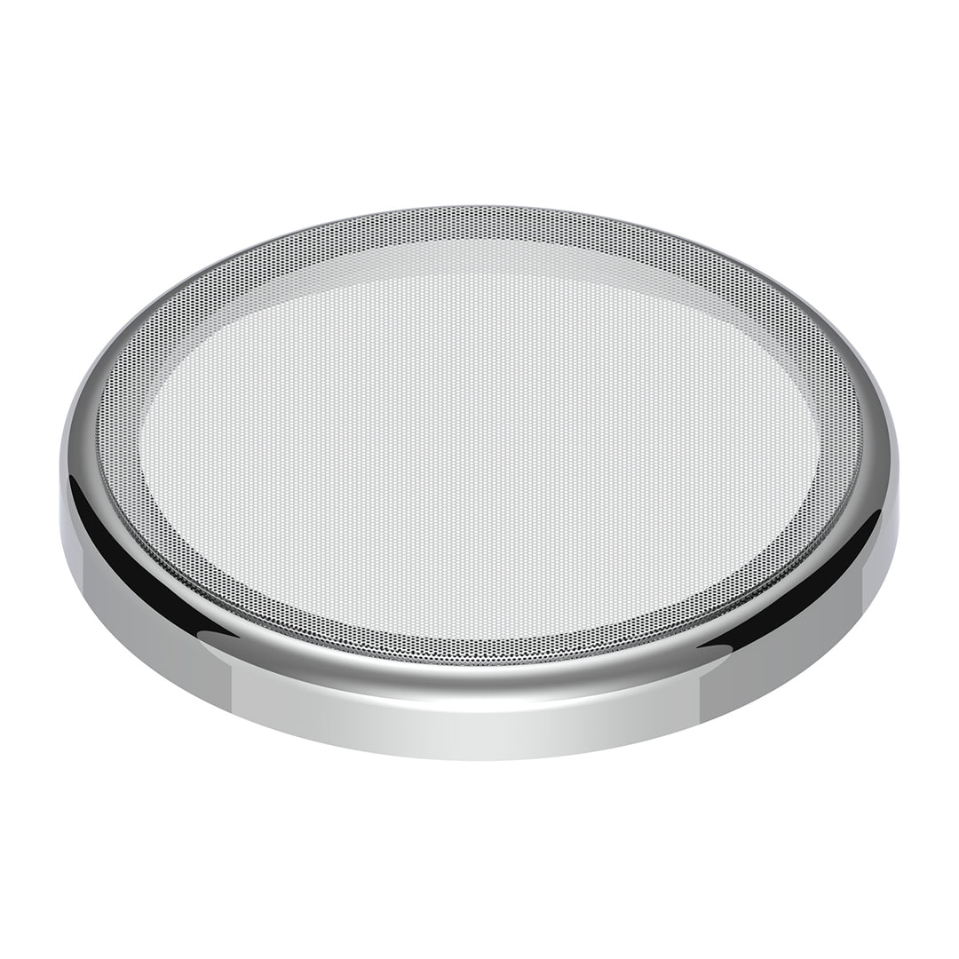 Chrome 7 - ¼" Round Speaker Cover For Peterbilt 389 (2008+), 388 (2008-2014), 379/378/335/330 (1995-2000), Snap-On