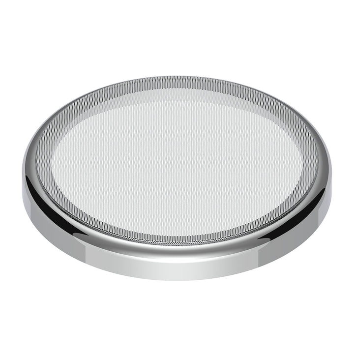 Chrome 7 - ¼" Round Speaker Cover For Peterbilt 389 (2008+), 388 (2008-2014), 379/378/335/330 (1995-2000), Snap-On