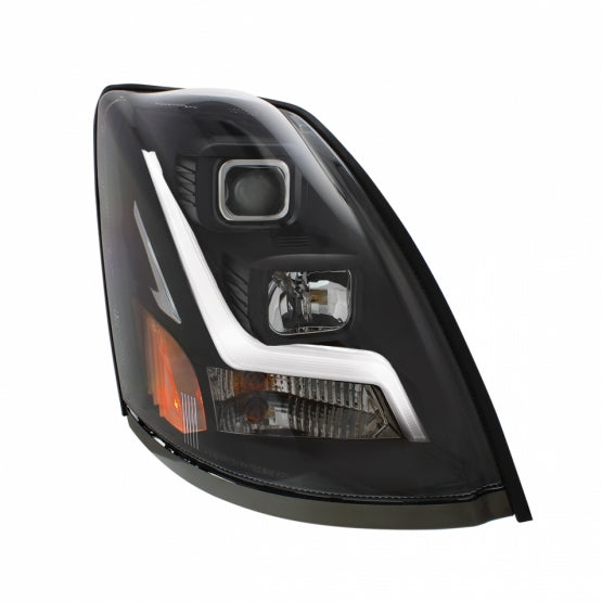 Blackout Projection Headlight With LED Position Light Bar For 2003-2017 Volvo VN/VNL - Passenger