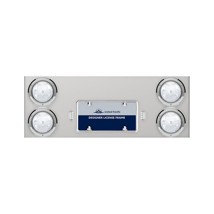 33-3/4" Stainless Rear Center Panel With Four 7 LED 4" Reflector Lights &amp; Bezels - Red LED/Clear Lens