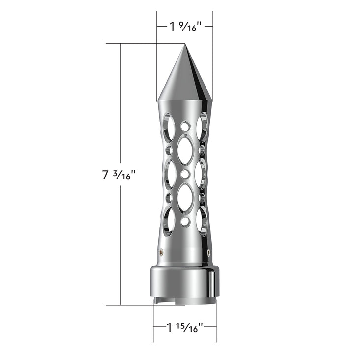 Thread-On Daytona Style Spike Gearshift Knob With LED 9/10 Speed Adapter - Chrome/Amber LED