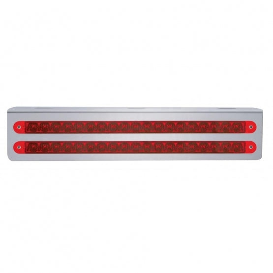 12-3/4" Stainless Light Bracket With 2 x 19 LED 12" Light Bars - Red LED/Red Lens
