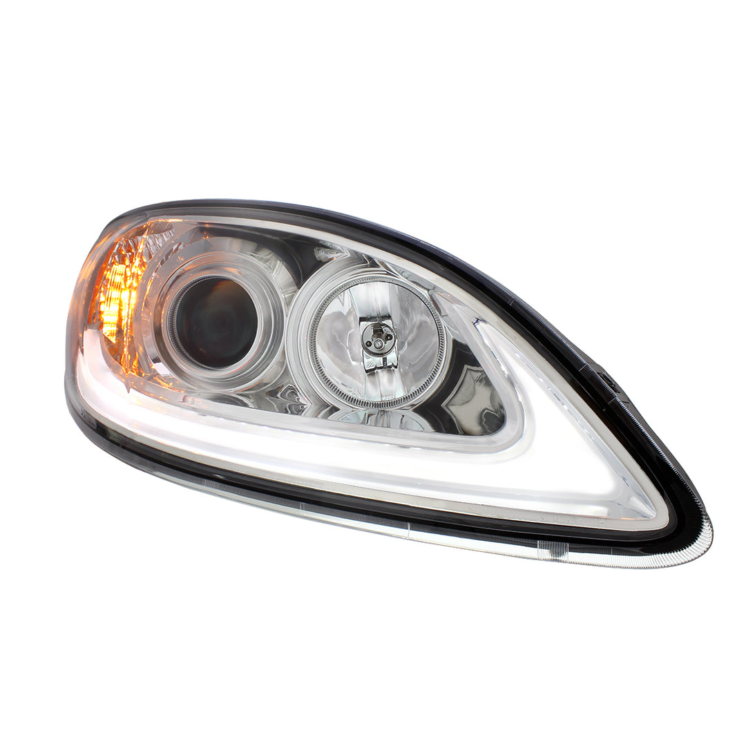 Chrome Projection Headlight With LED Light Bar For 2006-2017 International Prostar - Passenger