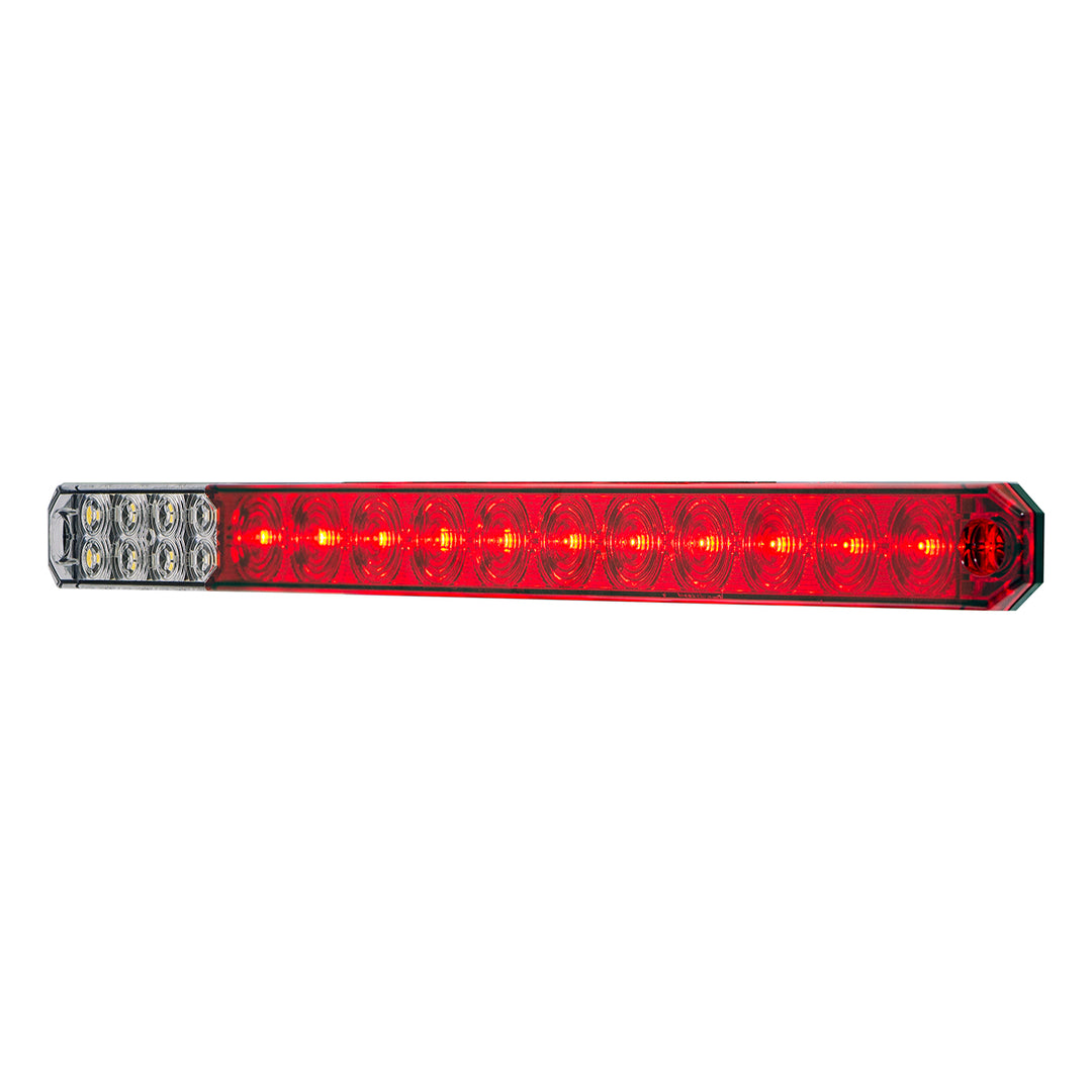 17" 27 LED Low Profile Light Bar (Stop, Turn &amp; Tail) With Back-Up Light - Red &amp; White LED/ Clear Lens