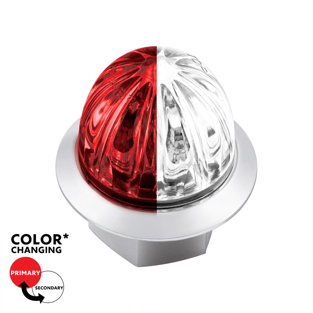 4 LED 1-1/8" Watermelon Double Fury Light With Clear Lens (Clearance/Marker) - Red &amp; White LED