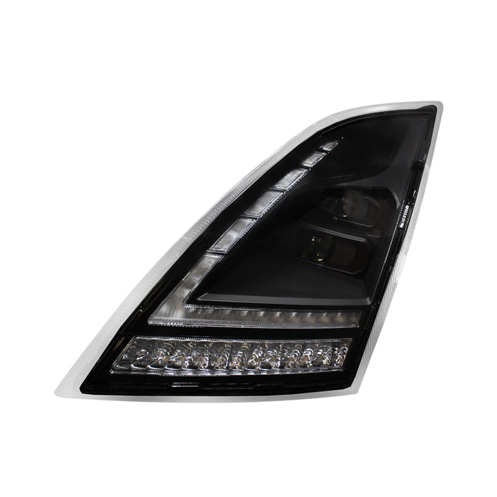 Blackout Full LED Headlight With Switchable Sequential Turn Signal. 2018-2024 Volvo VNL - Driver