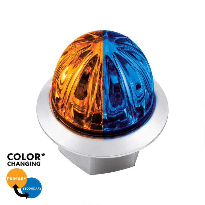 4 LED 1-1/8" Watermelon Double Fury Light With Clear Lens (Clearance/Marker) - Amber &amp; Blue LED