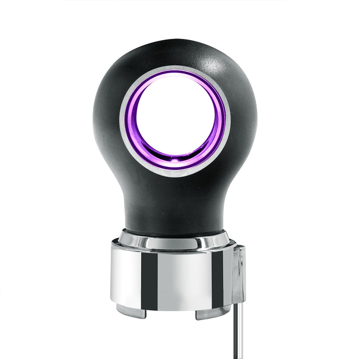 Thread-On Matte Black Charlotte Style Gearshift Knob With LED 9/10 Speed Adapter - Purple LED