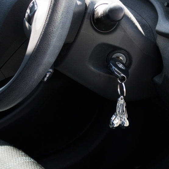 2-1/2" Small Die-Cast Low - Hanging Balls Novelty Keychain - Chrome