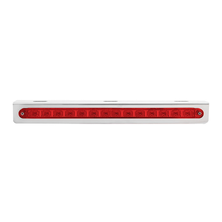 Stainless Light Bracket With 14 LED 12" Sequential Light Bar (Left to Right) - Red LED/Red Lens