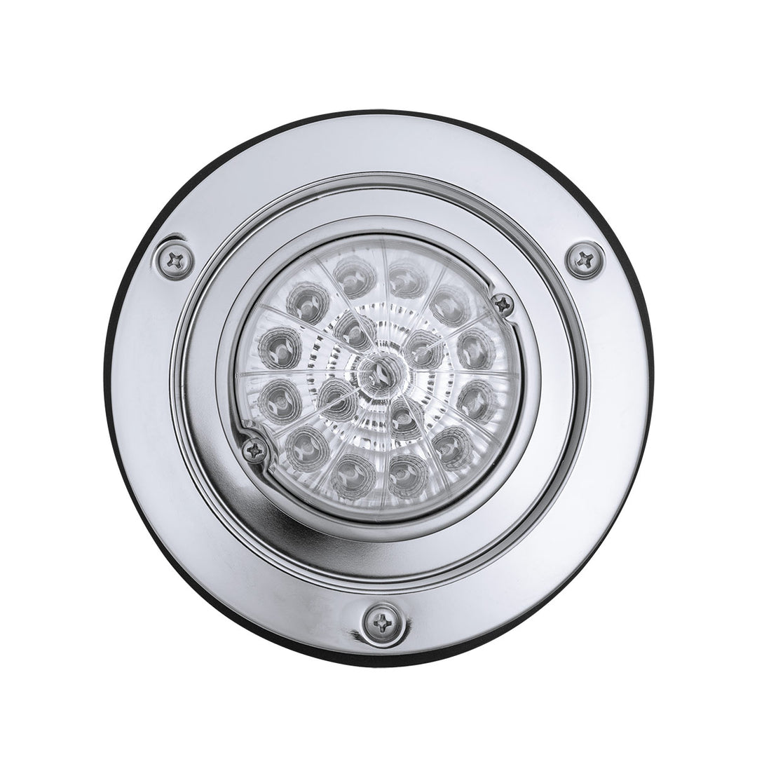 17 LED Dual Function Watermelon Reflector Light Sleeper Bunk Kit With 304 Stainless Steel Bezel - Red LED/Clear Lens