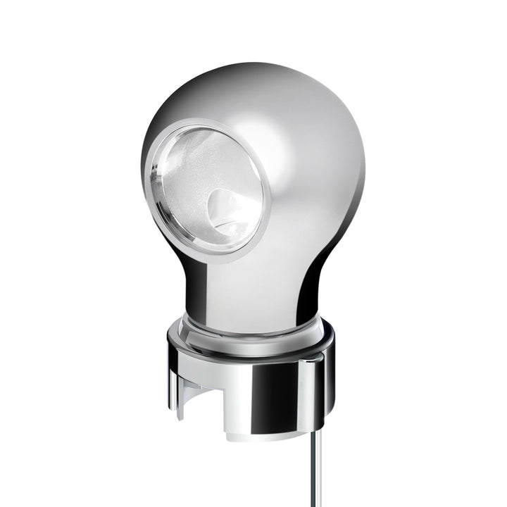 Thread-On Chrome Charlotte Style Gearshift Knob With LED 13/15/18 Speed Adapter - White LED