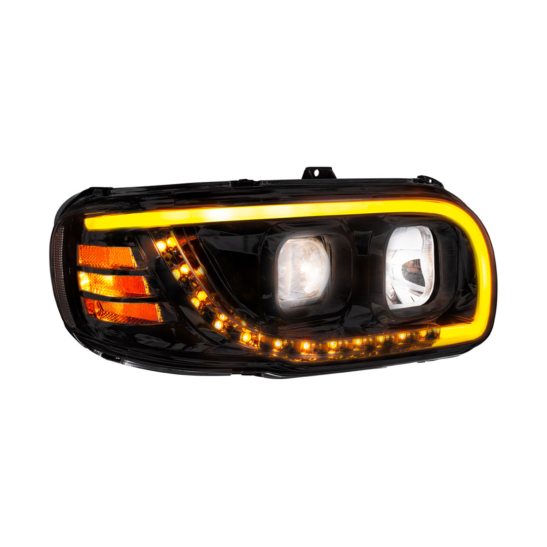 Blackout Projection Headlight With LED Turn Signal &amp; Light Bar For 2008-2024 Peterbilt 389 - Passenger