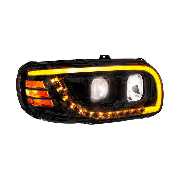 Blackout Projection Headlight With LED Turn Signal &amp; Light Bar For 2008-2024 Peterbilt 389 - Passenger