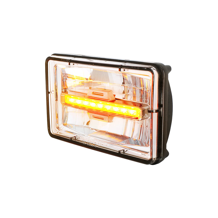 ULTRALIT - 4" x 6" Rectangular LED Headlight With Amber LED Position Light - High Beam
