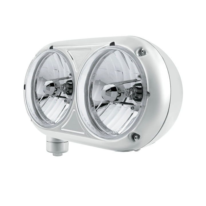 Headlight Assembly With Crystal Halogen Bulbs &amp; 304 Stainless Steel Housing For Peterbilt 359 - Driver